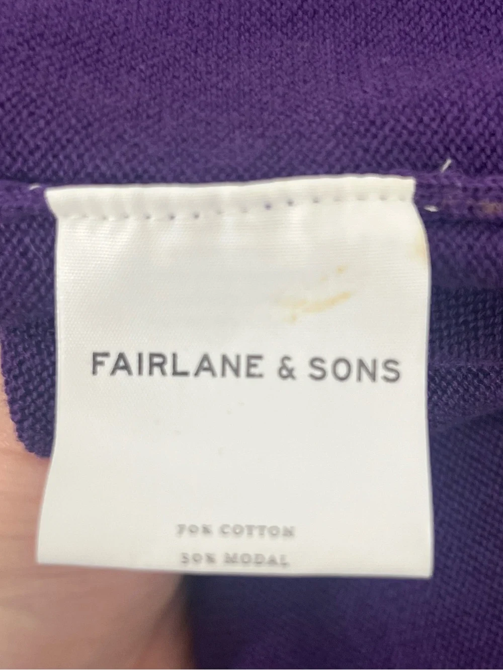 Fairlane & Sons Purple V Neck Pullover Long Sleeve Knit Men's Sweater Size M